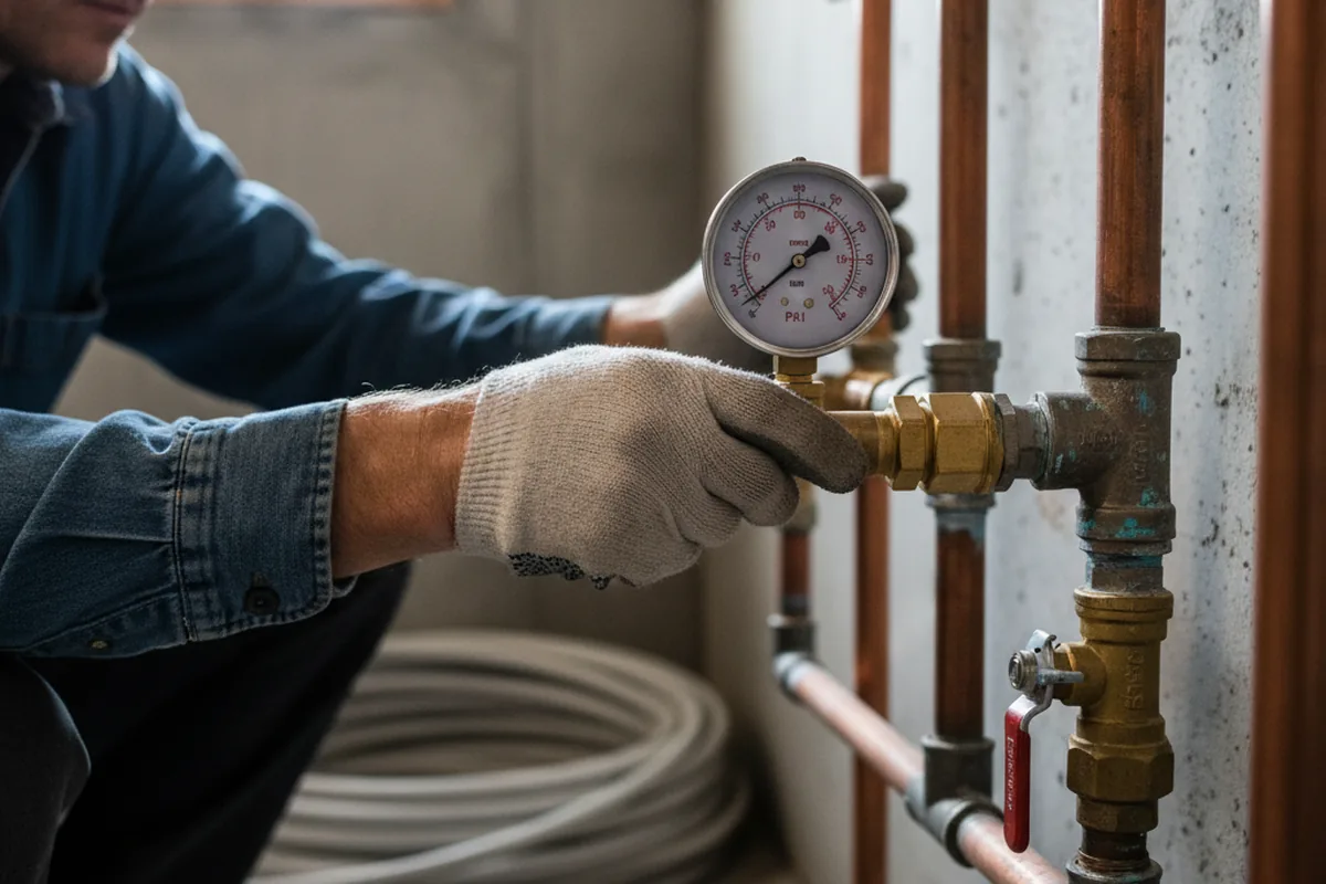 Pressure testing a repaired line during Water Line Repair in Grand Haven